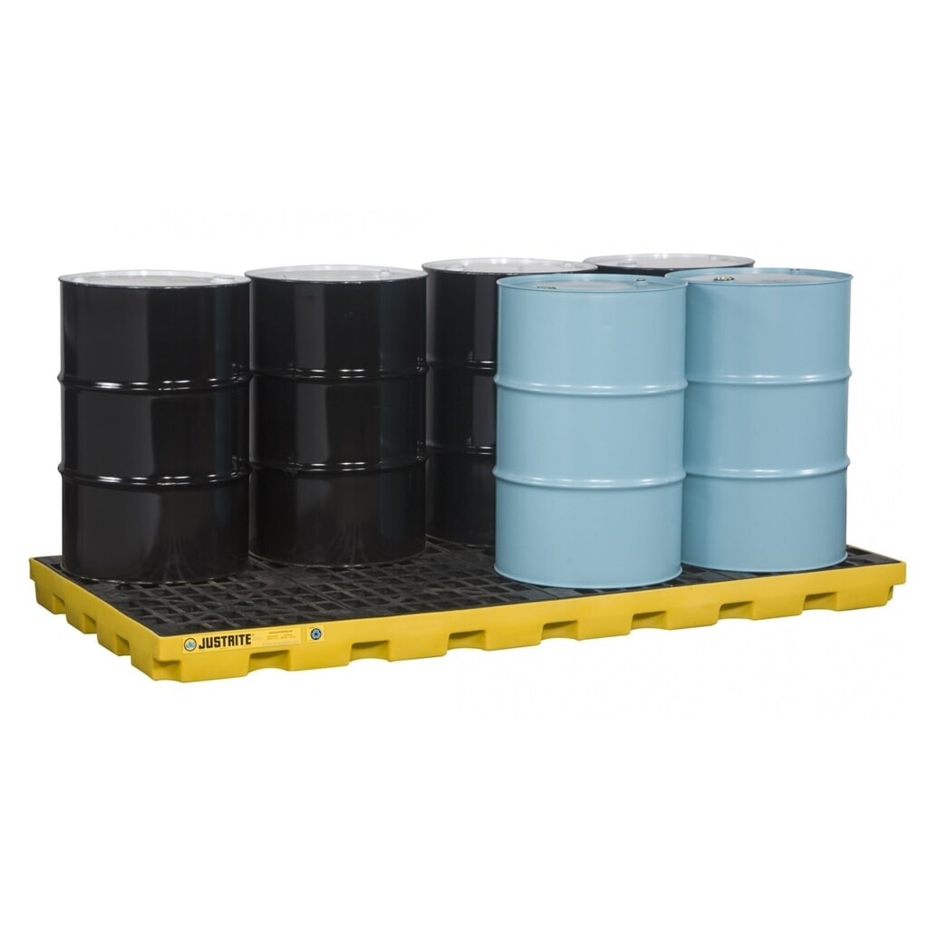 Obrázek produktu: Justrite® plochá sběrná vana z PE, 8 × 200 l, objem 371 l, žlutá