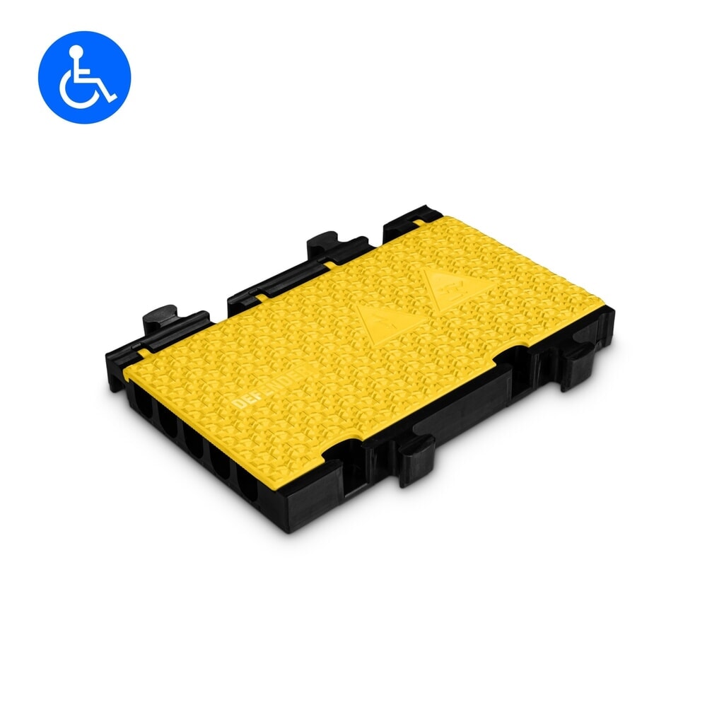Kabelový můstek Defender® by Adam Hall MIDI 5 2D, prostřední díl, 5 kanálů, černá/žlutá, poloviční provedení Obrázek produktu: Kabelový můstek Defender® by Adam Hall MIDI 5 2D, prostřední díl, 5 kanálů, černá/žlutá, poloviční provedení