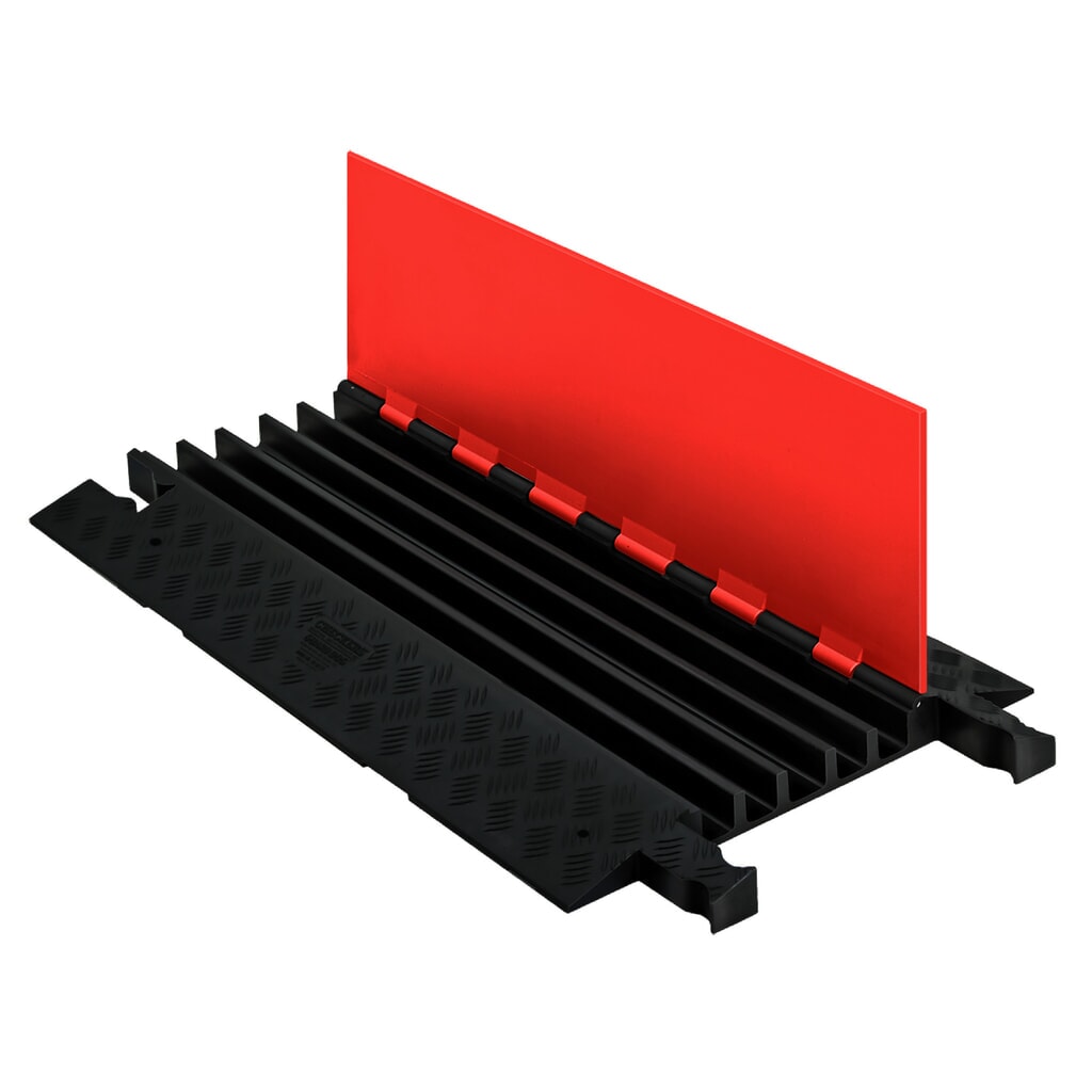 Kabelový můstek Justrite® Guard Dog®, základní dílec, 5 kanálů, DxŠ 910 x 500 mm, černá/oranžová Obrázek produktu: Kabelový můstek Justrite® Guard Dog®, základní dílec, 5 kanálů, DxŠ 910 x 500 mm, černá/oranžová