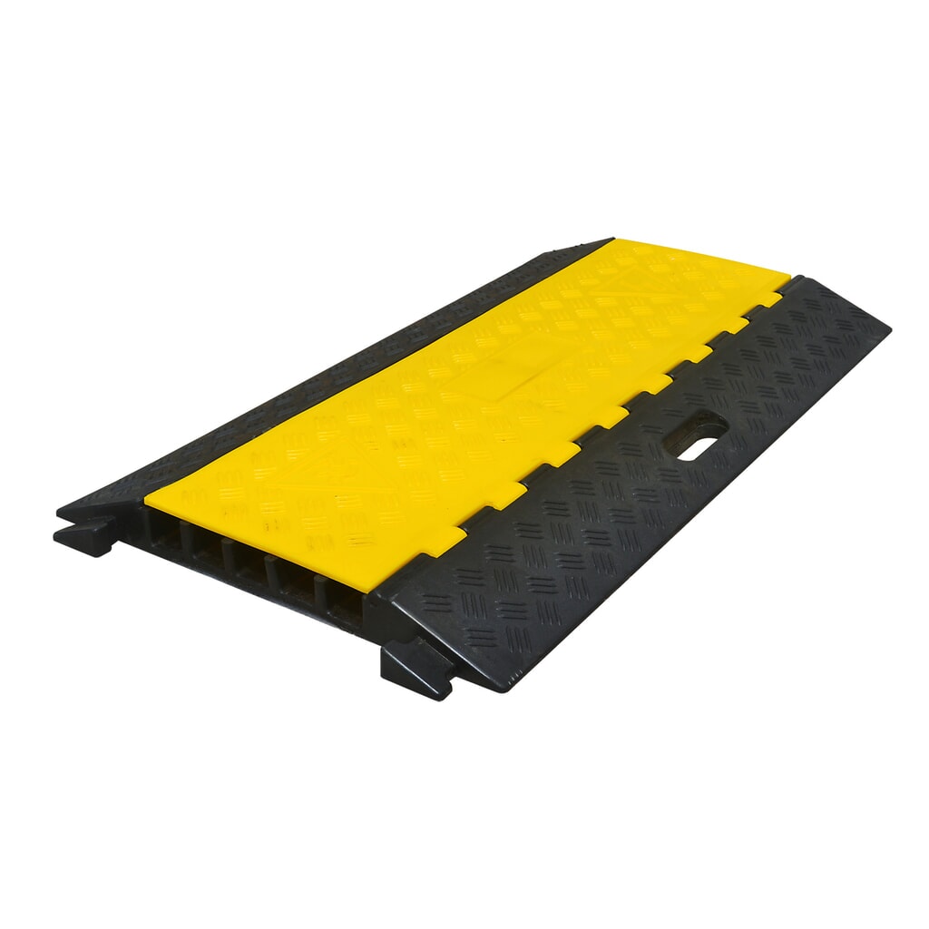 Kabelový můstek s 5 komorami, nasazovací, VxŠxH 50 x 900 x 500 mm, černý/žlutý Obrázek produktu: Kabelový můstek s 5 komorami, nasazovací, VxŠxH 50 x 900 x 500 mm, černý/žlutý