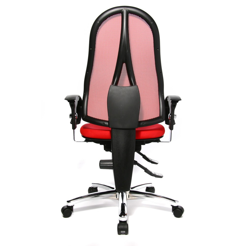 Číslo obrázku produktu 3: Otočná kancelářská židle Topstar® Ortho 15, síťové opěradlo, výškově nastavitelné područky, červená