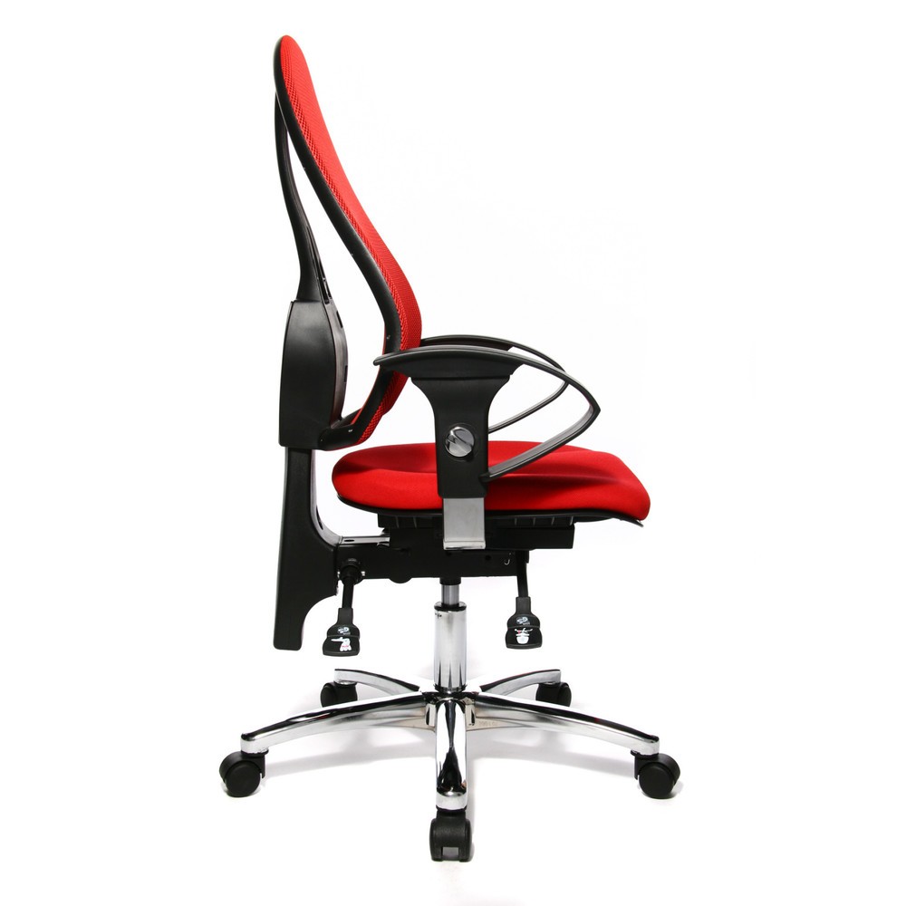 Číslo obrázku produktu 4: Otočná kancelářská židle Topstar® Ortho 15, síťové opěradlo, výškově nastavitelné područky, červená