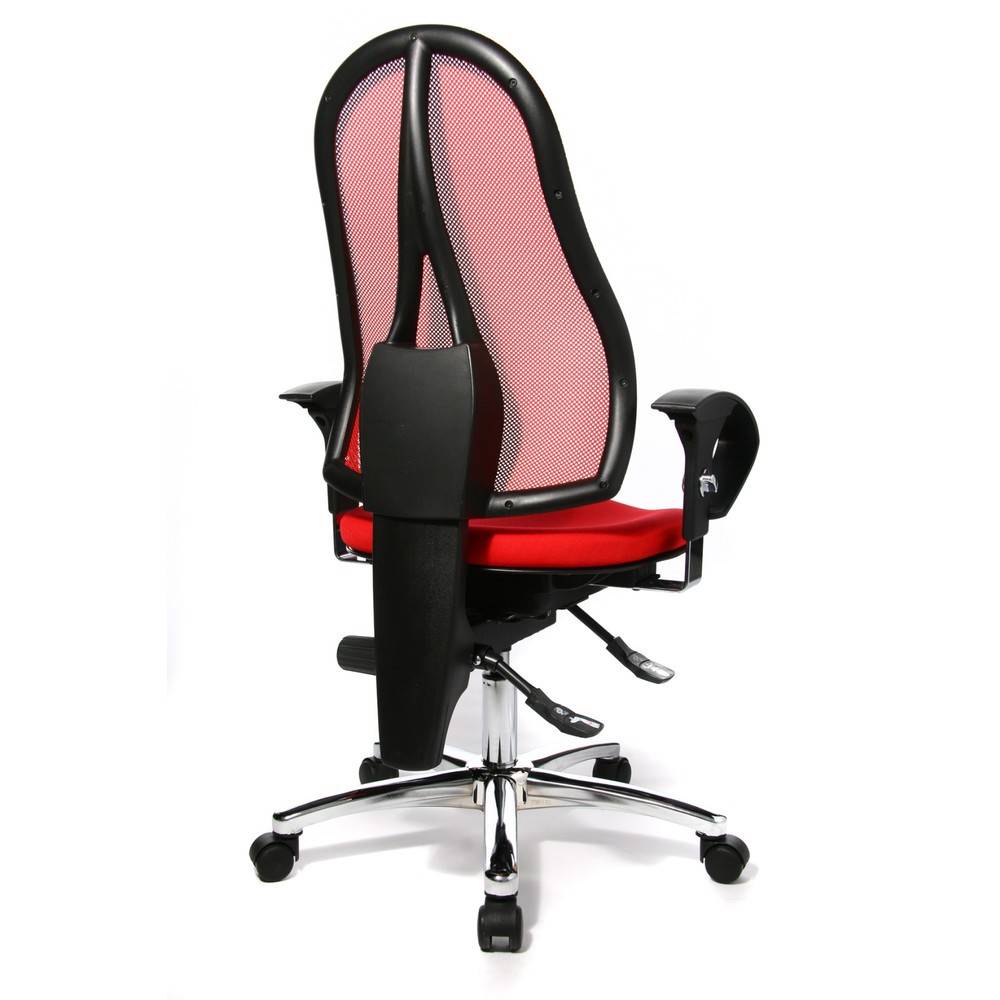 Číslo obrázku produktu 5: Otočná kancelářská židle Topstar® Ortho 15, síťové opěradlo, výškově nastavitelné područky, červená
