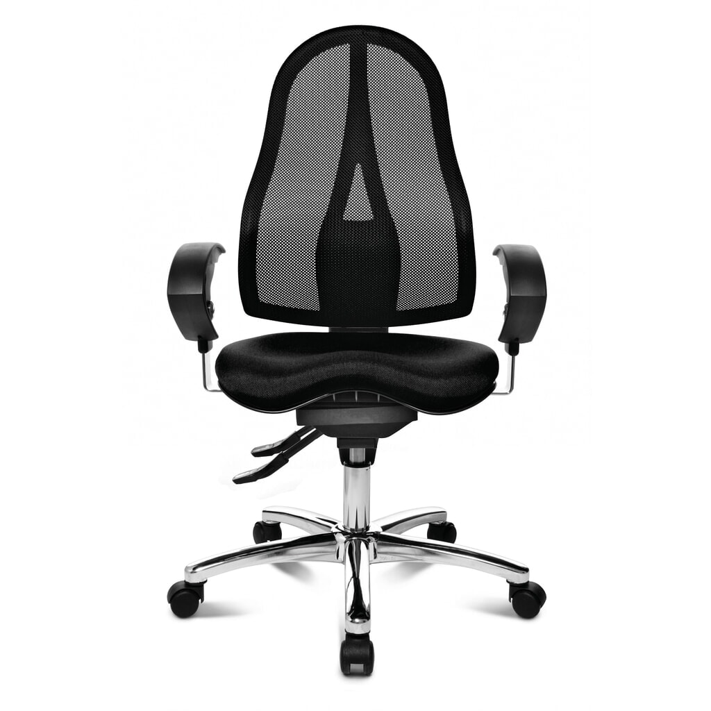 Obrázek produktu: Otočná kancelářská židle Topstar® Ortho 15, síťové opěradlo, výškově nastavitelné područky, černá
