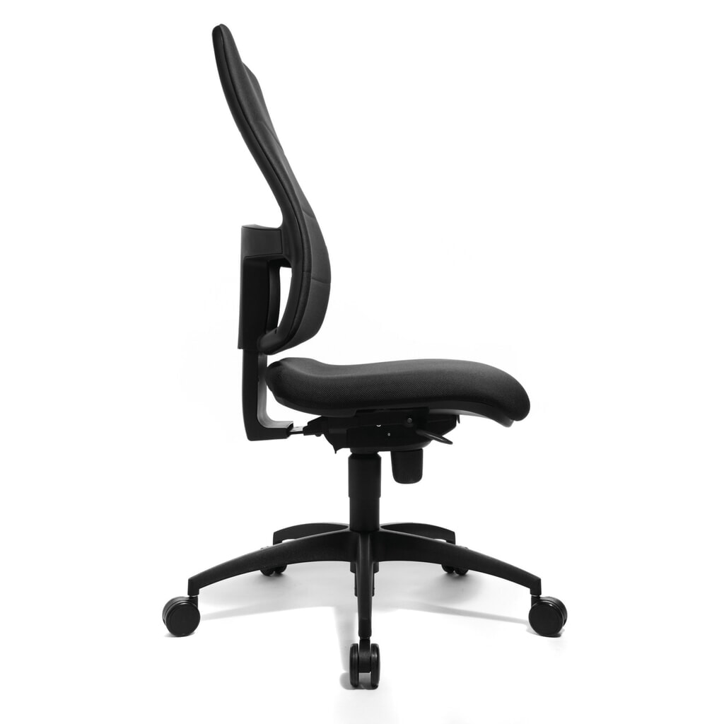 Otočná kancelářská židle Topstar® Syncro, čalouněné opěradlo, ergonomický sedák s ochranou plotének, antracit Číslo obrázku produktu 2: Otočná kancelářská židle Topstar® Syncro, čalouněné opěradlo, ergonomický sedák s ochranou plotének, antracit