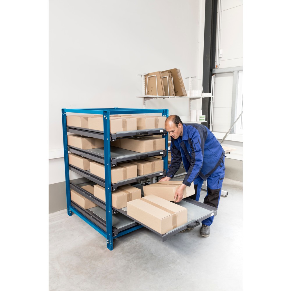 Číslo obrázku produktu 2: Kompaktní výsuvný regál se 4 výsuvnými přihrádkami, nosnost police 150 kg, výška 1700 mm