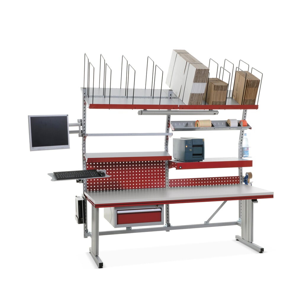 Obrázek produktu: Rocholz Elektricky výškově nastavitelný balicí stůl FLEX Premium, kompletní vybavení, VxŠxH 720-1120 x 2000 x 800 mm