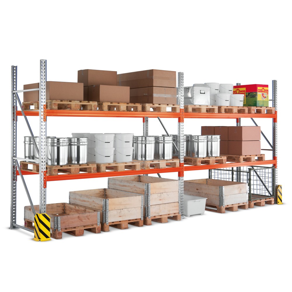 Číslo obrázku produktu 1: Kompletní balík paletový regál META MULTIPAL, nosnost buňky 3 000 kg, VxŠxH 2 700 x 5 655 x 1 100 mm