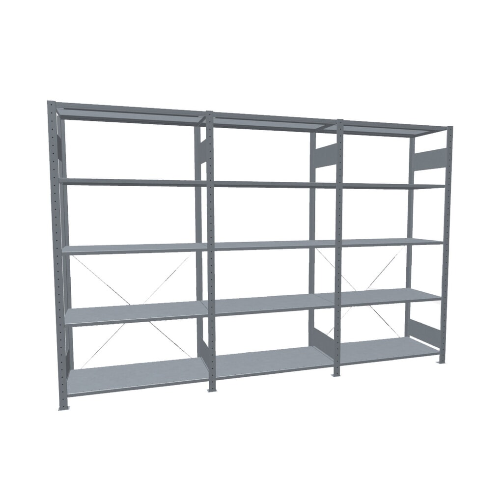 Obrázek produktu: Policový regál SCHULTE, kompletní sada, pozink, 15 polic z ocelového plechu, nosnost police 150 kg, VxŠxH 2000 x 3072 x 536 mm