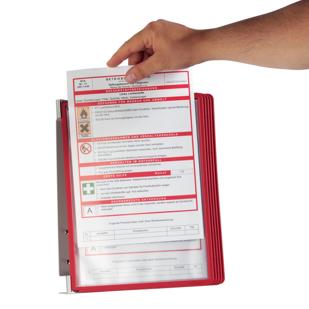 Číslo obrázku produktu 3: Kompletní sada nástěnného držáku Vario®, 5 prezentačních desek, červená