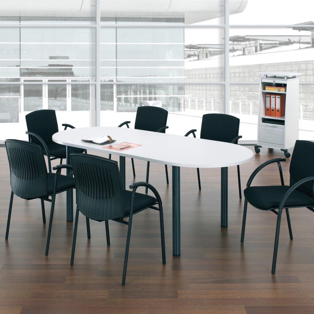 Konferenční stolek, oválný tvar, ŠxH 2000 x 900 mm, javor/antracit Obrázek produktu: Konferenční stolek, oválný tvar, ŠxH 2000 x 900 mm, javor/antracit