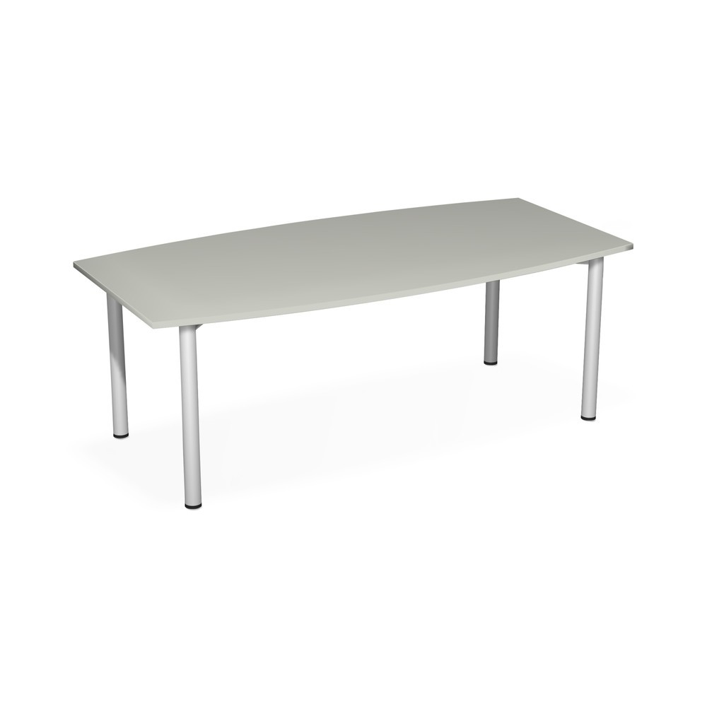 Obrázek produktu: Konferenční stolek, soudkovitý tvar, ŠxH 2000 x 800/1200 mm, světle šedá/bílý hliník