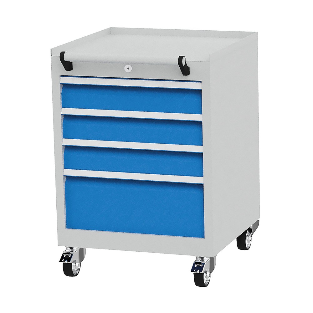 Číslo obrázku produktu 1: Kontejner na kolečkách Bedrunka+Hirth s nosností zásuvky 50 kg a plným výsuvem, VxŠxH 805 x 530 x 500 mm, světle modrá