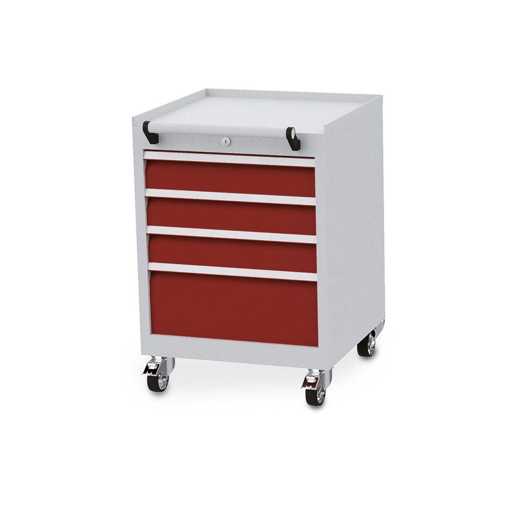 Číslo obrázku produktu 1: Kontejner na kolečkách Bedrunka+Hirth s nosností zásuvky 50 kg a plným výsuvem, VxŠxH 805 x 530 x 500 mm, rubínová