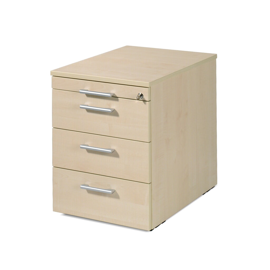 Obrázek produktu: Kontejner na kolečkách Lissabon, VxŠxH 566 x 600 x 430 mm, 3 plastové vysouvací boxy, javor