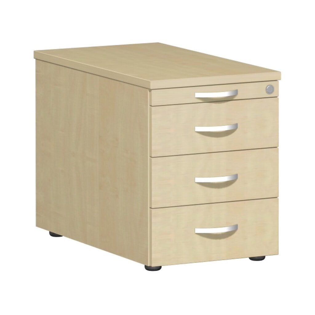 Kontejner na kolečkách Lissabon, VxŠxH 566 x 800 x 430 mm, 3 kovové vysouvací boxy, javor Obrázek produktu: Kontejner na kolečkách Lissabon, VxŠxH 566 x 800 x 430 mm, 3 kovové vysouvací boxy, javor