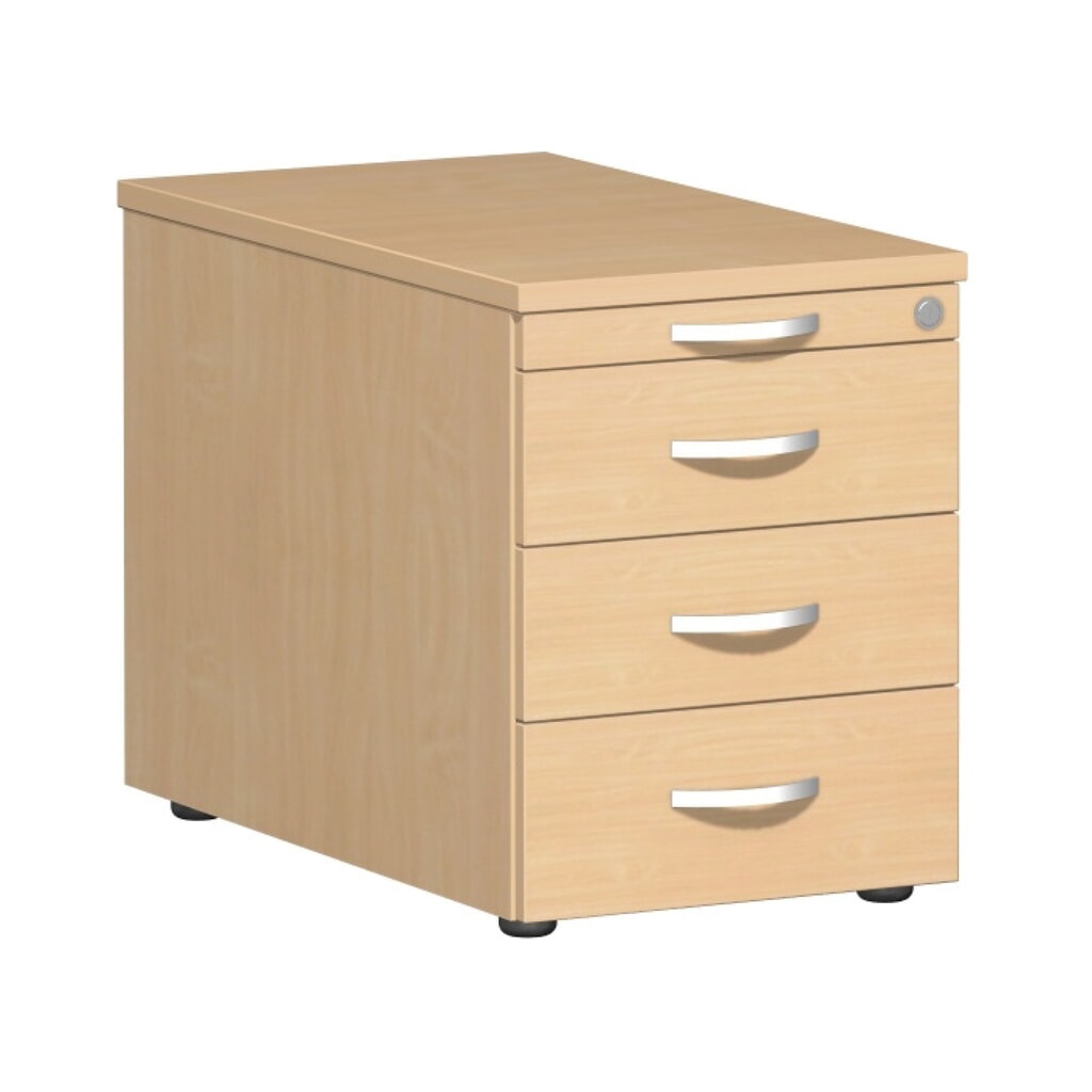Kontejner na kolečkách Lissabon, VxŠxH 566 x 800 x 430 mm, 3 kovové vysouvací boxy, buk Obrázek produktu: Kontejner na kolečkách Lissabon, VxŠxH 566 x 800 x 430 mm, 3 kovové vysouvací boxy, buk