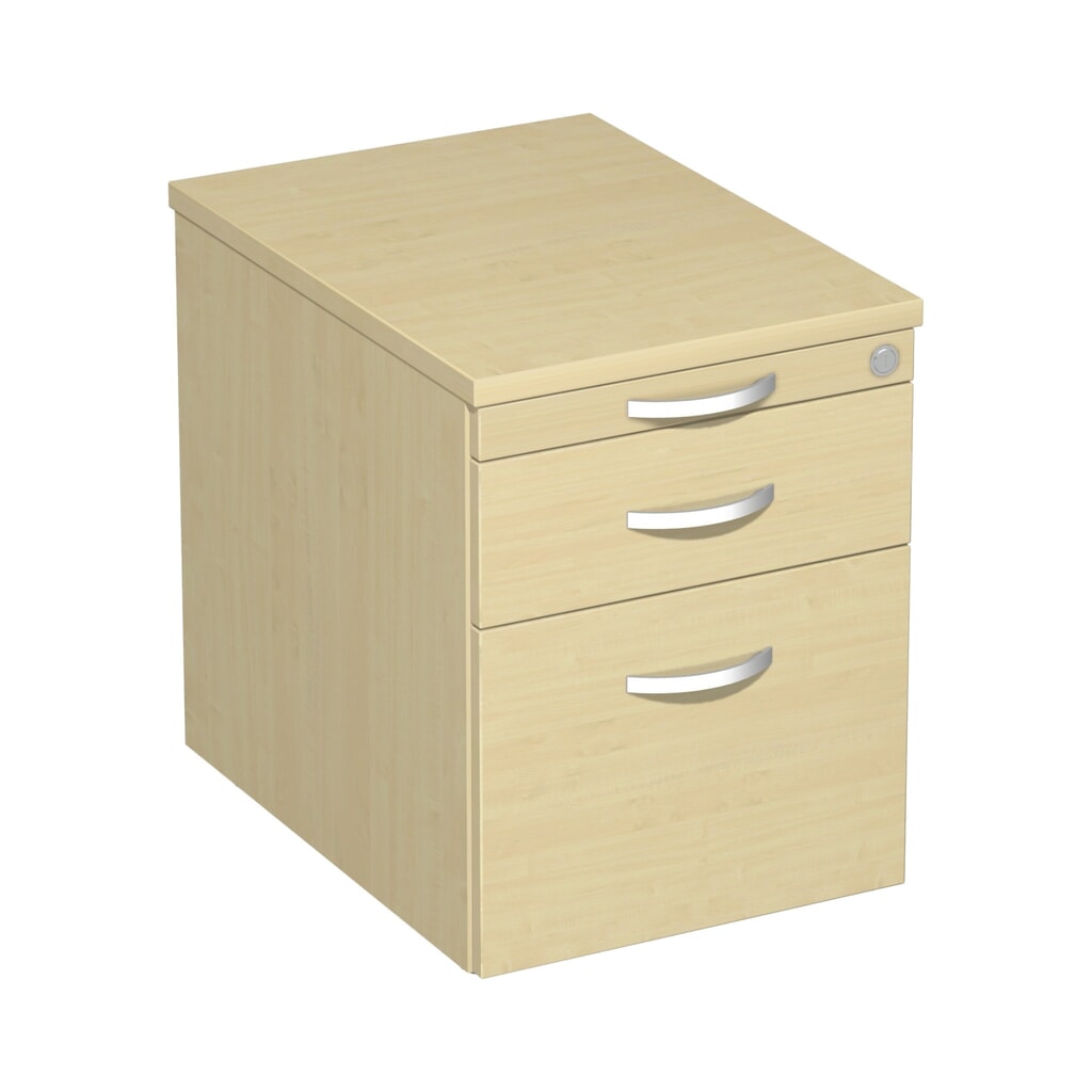 Kontejner na kolečkách Lissabon se závěsným registrem, VxŠxH 566 x 600 x 430 mm, plastové vysouvací boxy, javor Obrázek produktu: Kontejner na kolečkách Lissabon se závěsným registrem, VxŠxH 566 x 600 x 430 mm, plastové vysouvací boxy, javor