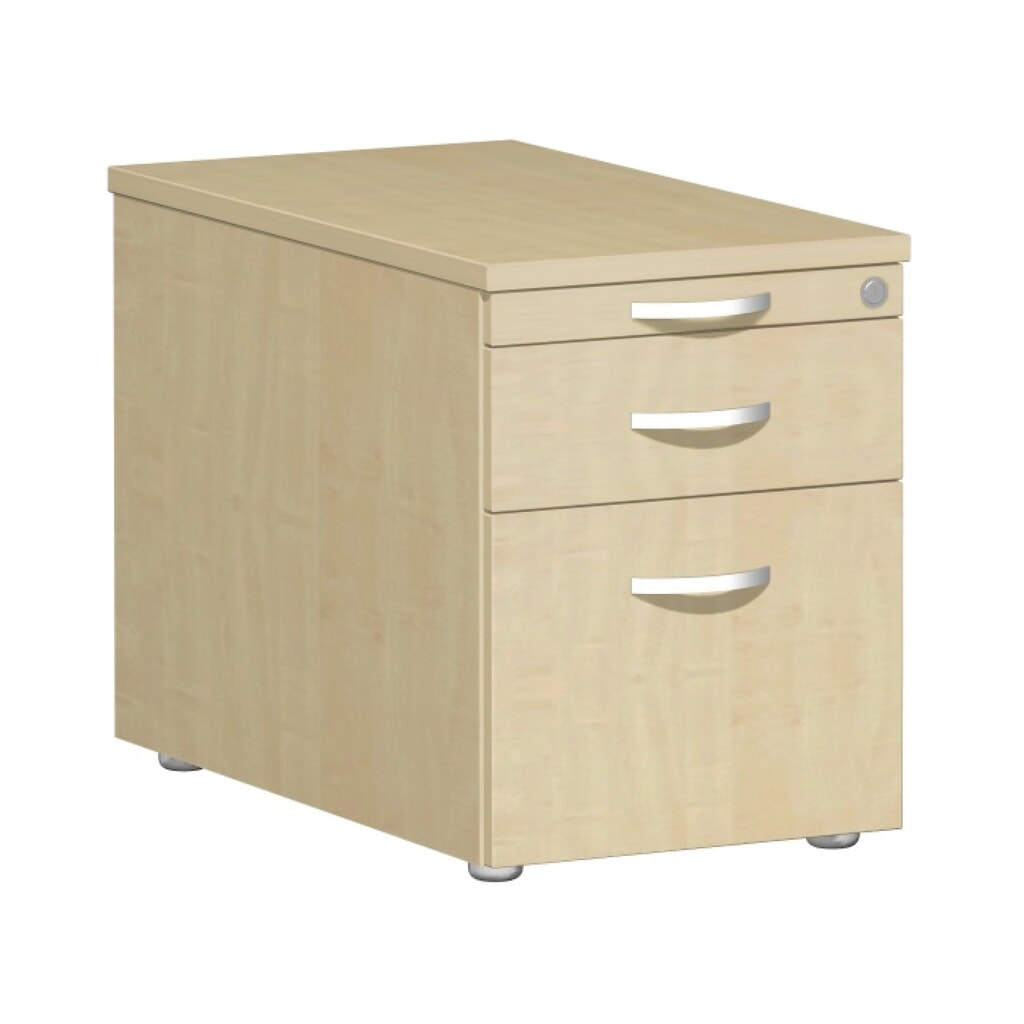 Obrázek produktu: Kontejner na kolečkách Lissabon se závěsným registrem, VxŠxH 566 x 800 x 430 mm, kovové vysouvací boxy, javor