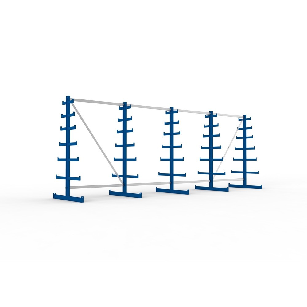 Číslo obrázku produktu 1: Kompletní balení konzolového regálu META, oboustranný, nosnost na rameno 150 kg, VxŠxH 2 000 x 5 455 x 1 090 mm, 5 stojanů