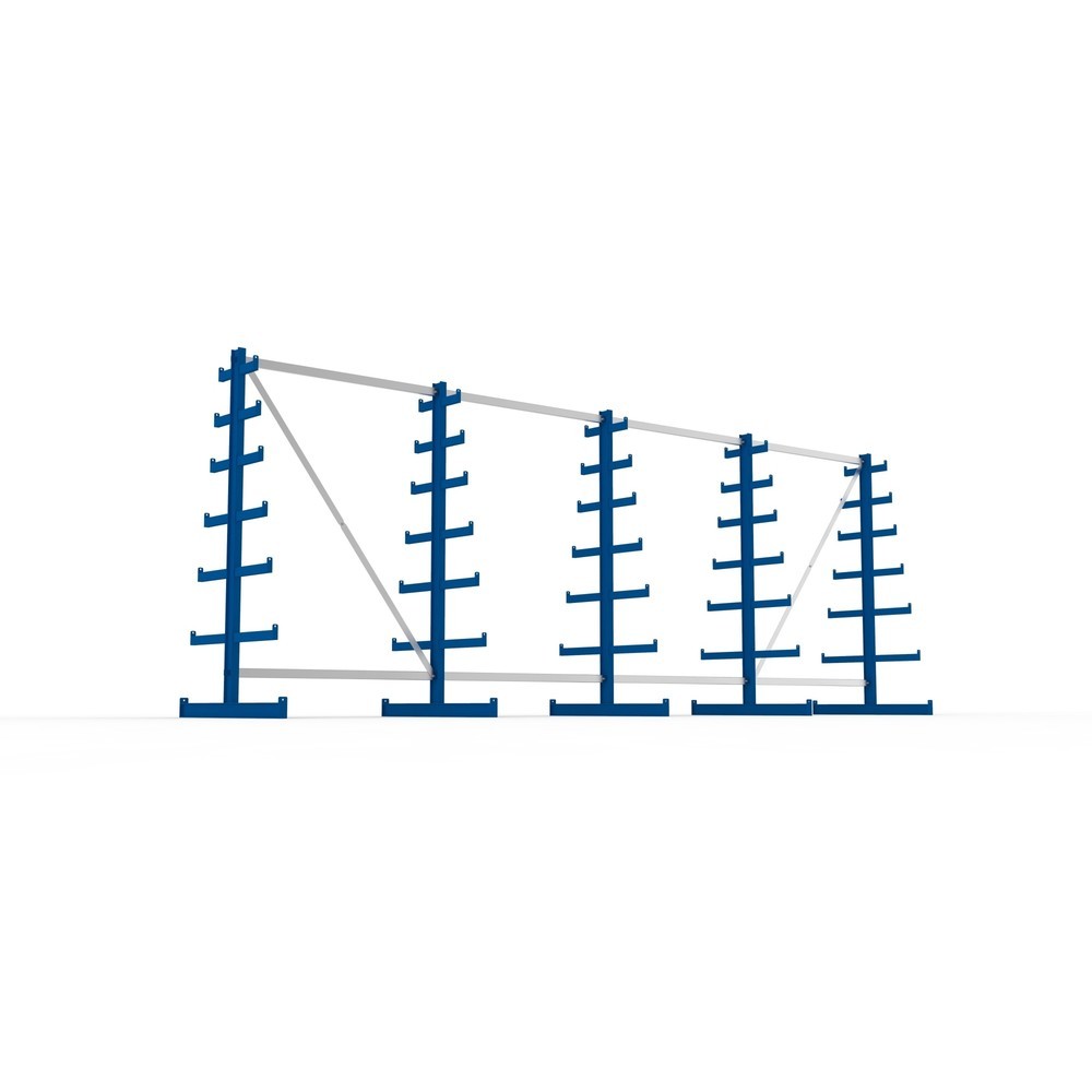 Číslo obrázku produktu 3: Kompletní balení konzolového regálu META, oboustranný, nosnost na rameno 150 kg, VxŠxH 2 000 x 5 455 x 1 090 mm, 5 stojanů