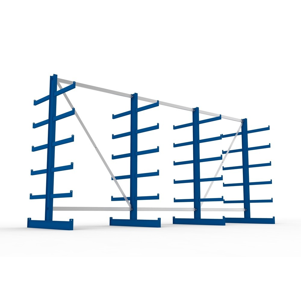 Číslo obrázku produktu 4: Kompletní balení konzolového regálu META, oboustranný, nosnost na rameno 200 kg, VxŠxH 2 000 x 4 105 x 1 150 mm, 4 stojany