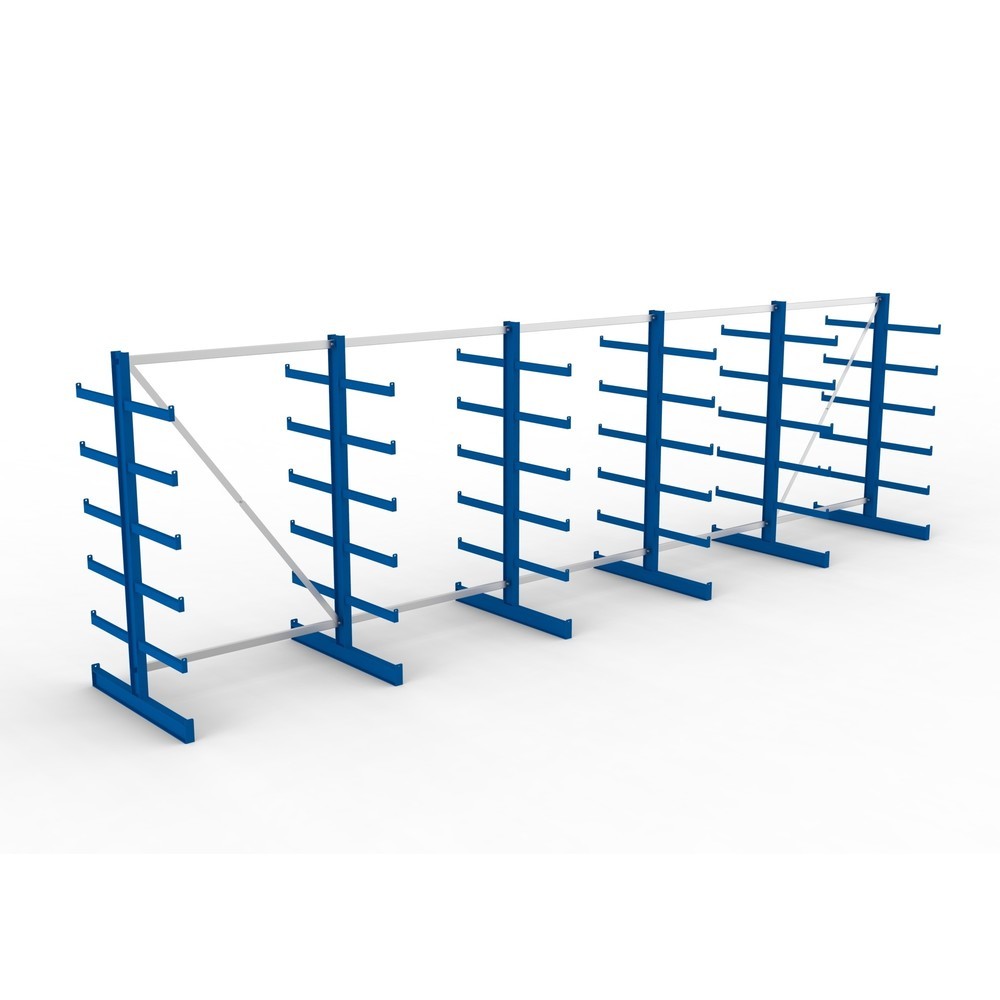 Číslo obrázku produktu 2: Kompletní balení konzolového regálu META, oboustranný, nosnost na rameno 200 kg, VxŠxH 2 000 x 6 805 x 1 150 mm, 6 stojanů