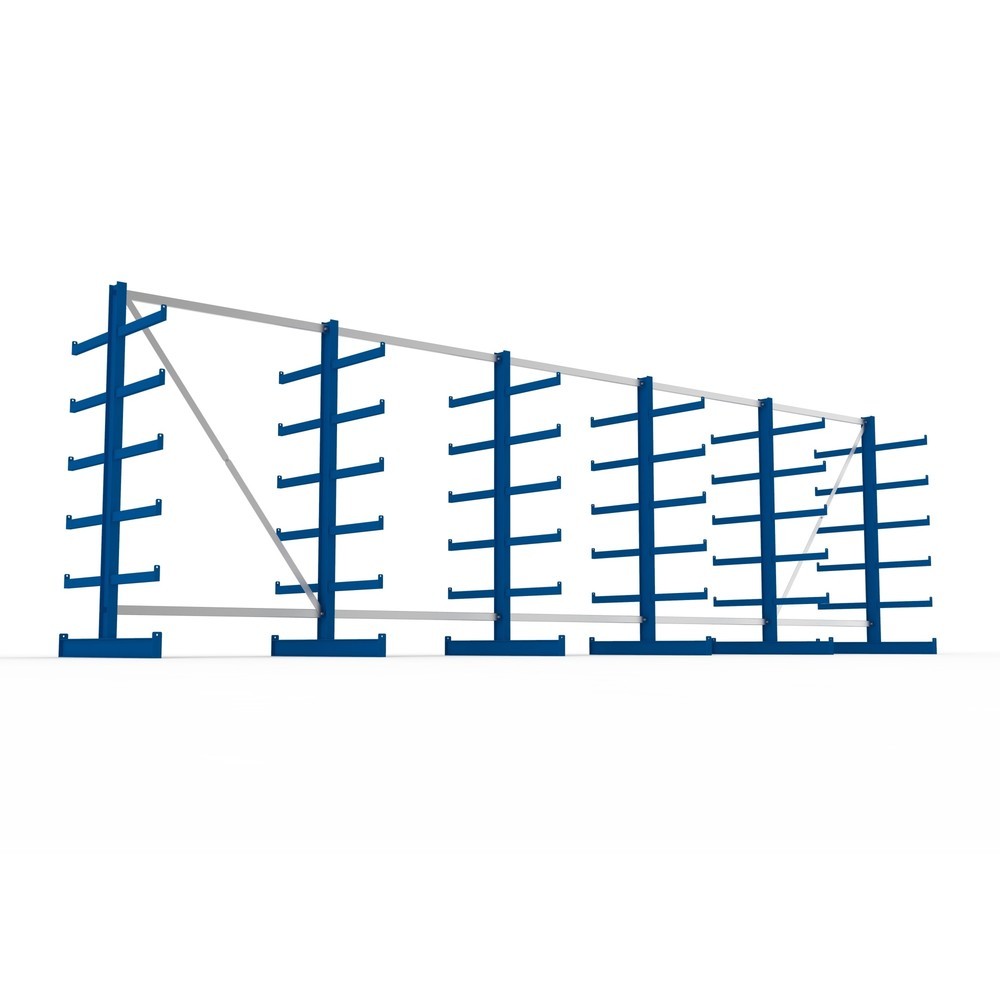 Číslo obrázku produktu 3: Kompletní balení konzolového regálu META, oboustranný, nosnost na rameno 200 kg, VxŠxH 2 000 x 6 805 x 1 150 mm, 6 stojanů