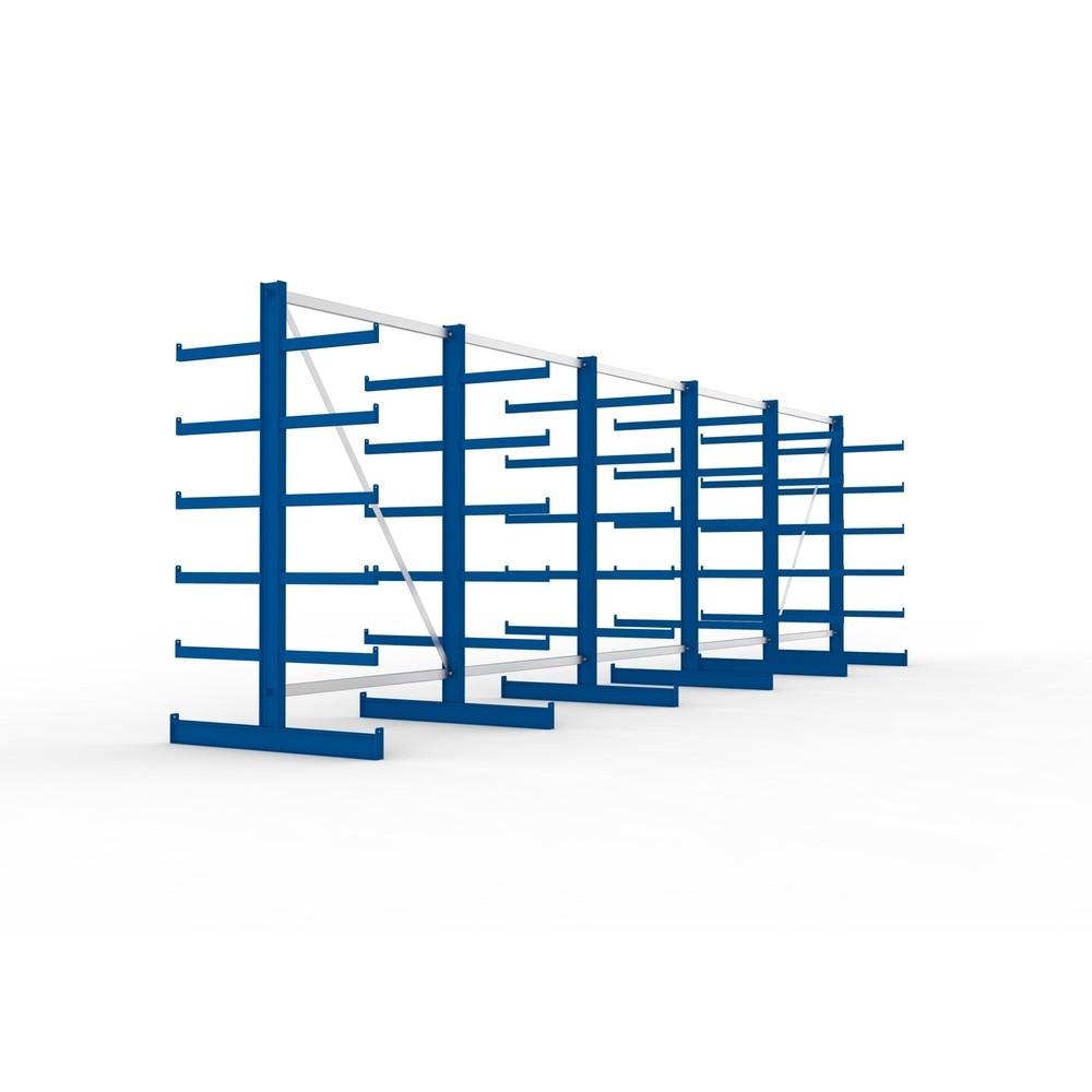Číslo obrázku produktu 4: Kompletní balení konzolového regálu META, oboustranný, nosnost na rameno 200 kg, VxŠxH 2 000 x 6 805 x 1 150 mm, 6 stojanů