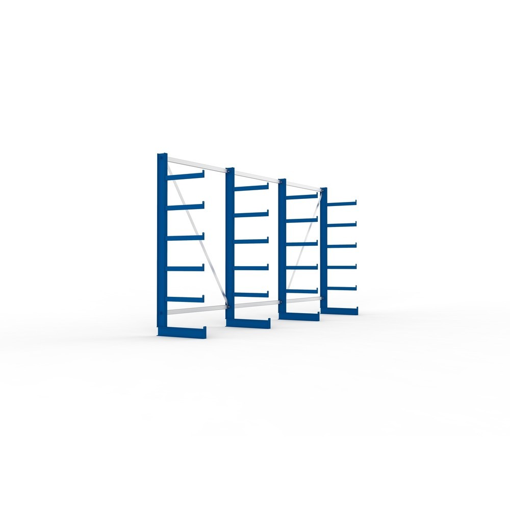 Číslo obrázku produktu 4: Kompletní balení konzolového regálu META, jednostranný, nosnost na rameno 200 kg, VxŠxH 2 000 x 4 105 x 630 mm, 4 stojany