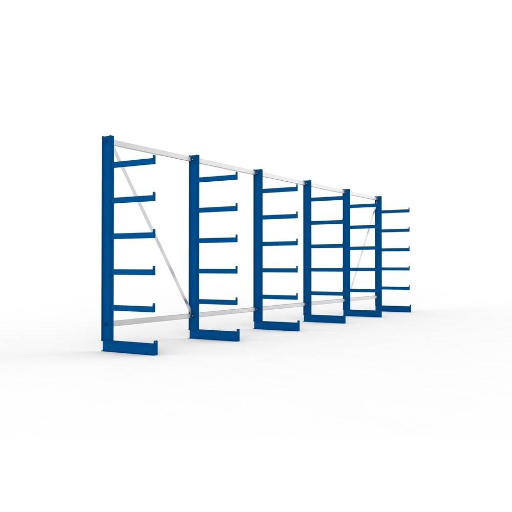 Číslo obrázku produktu 4: Kompletní balení konzolového regálu META, jednostranný, nosnost na rameno 200 kg, VxŠxH 2 000 x 6 805 x 630 mm, 6 stojanů