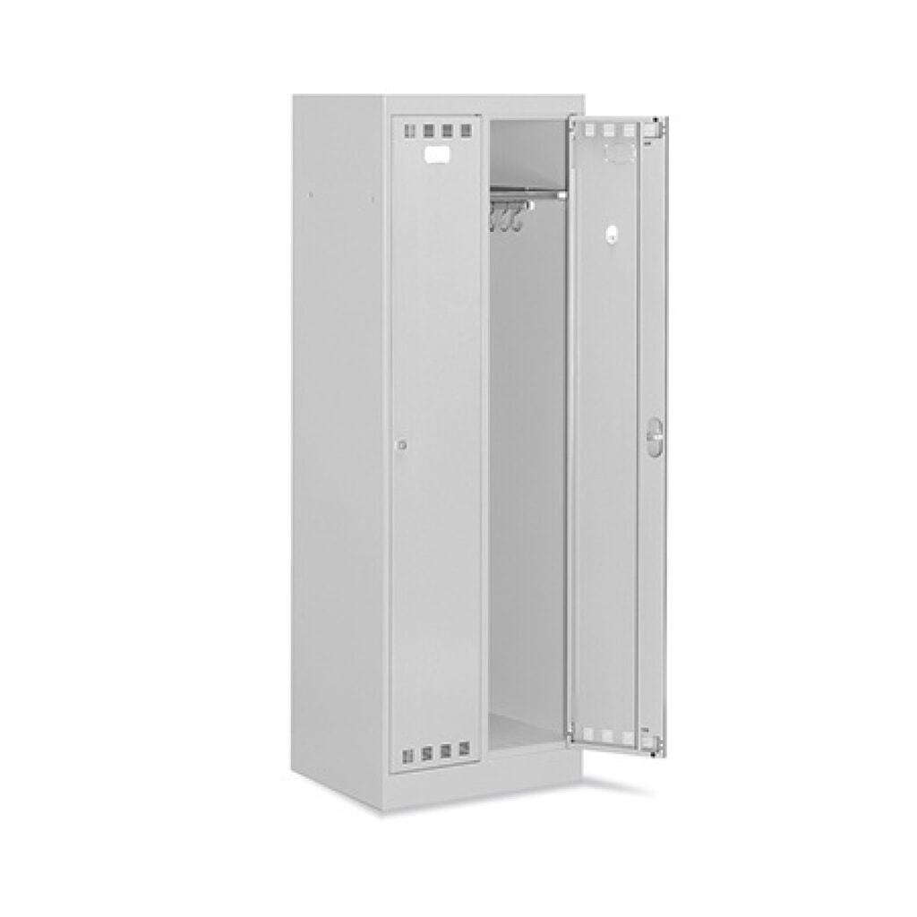 Kovová šatní skříňka Fami PERFOM se 2 přihrádkami, VxŠxH 1750 x 608 x 502 mm, světle šedá Obrázek produktu: Kovová šatní skříňka Fami PERFOM se 2 přihrádkami, VxŠxH 1750 x 608 x 502 mm, světle šedá