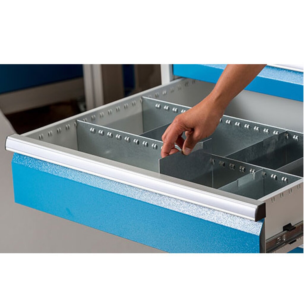 Kovové organizéry do zásuvek pro řadové pracovní stoly Bedrunka+Hirth, pro výšku čela 150 mm, 9 přihrádek Číslo obrázku produktu 2: Kovové organizéry do zásuvek pro řadové pracovní stoly Bedrunka+Hirth, pro výšku čela 150 mm, 9 přihrádek