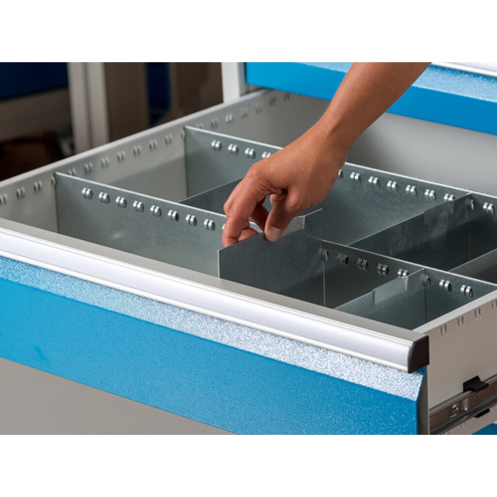 Kovové organizéry do zásuvek pro řadové pracovní stoly Bedrunka+Hirth, pro výšku čela 150 mm, 9 přihrádek Číslo obrázku produktu 3: Kovové organizéry do zásuvek pro řadové pracovní stoly Bedrunka+Hirth, pro výšku čela 150 mm, 9 přihrádek