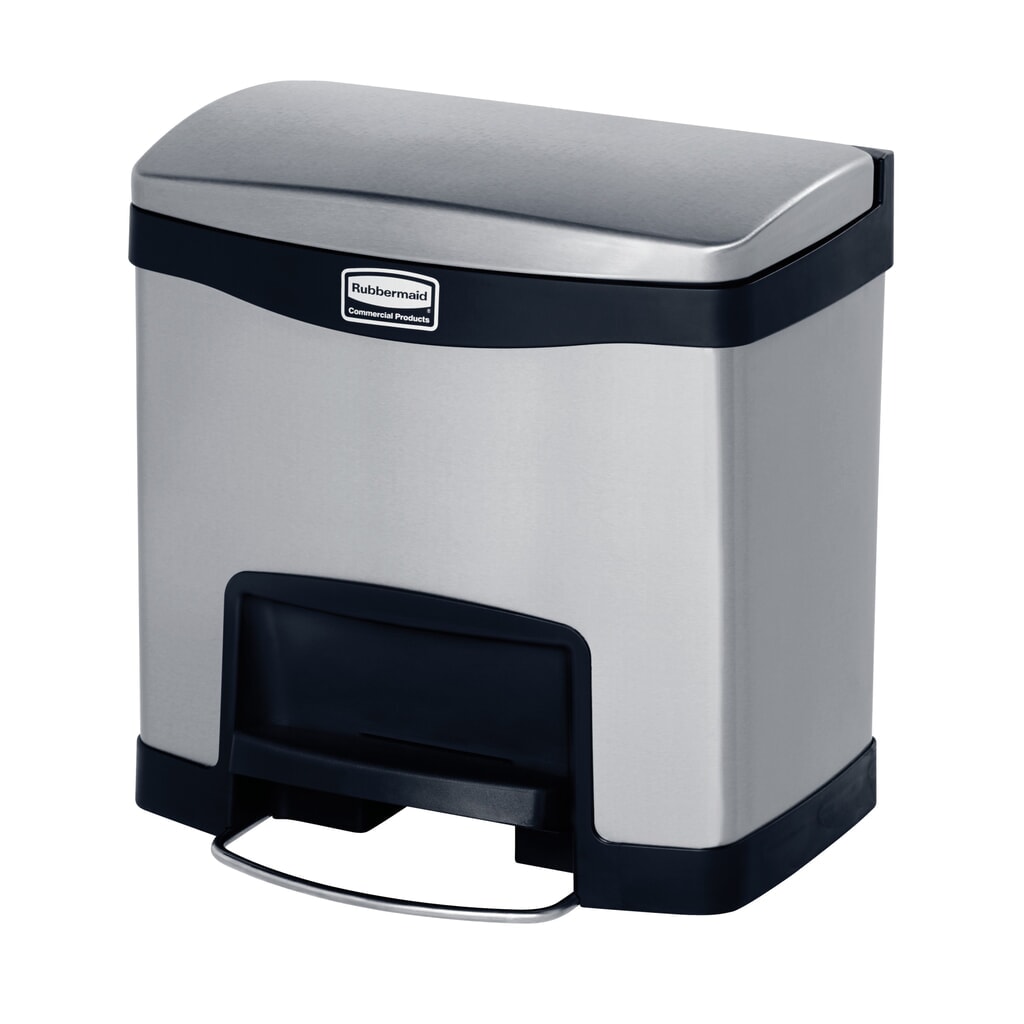 Rubbermaid Slim Jim® Metal Pedál Bin 15 litrů Černá Obrázek produktu: Rubbermaid Slim Jim® Metal Pedál Bin 15 litrů Černá