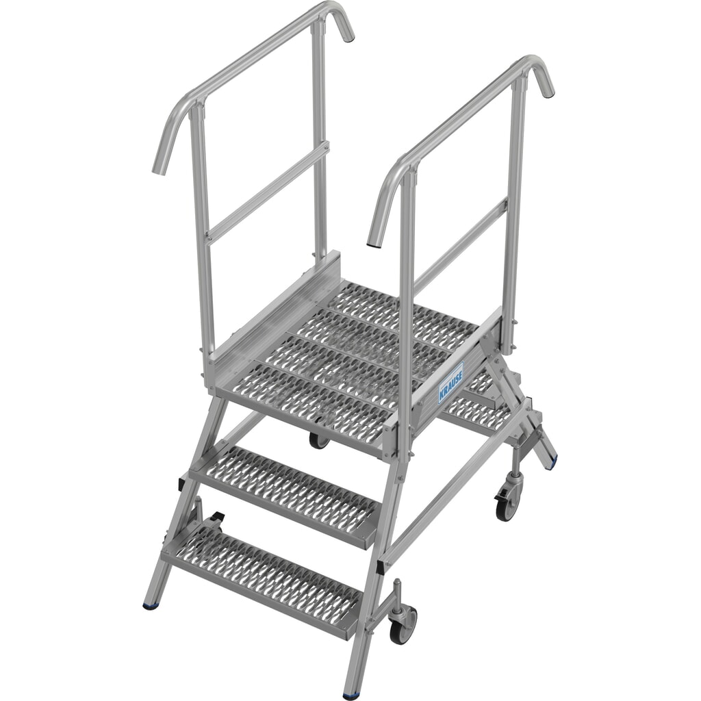 Mobilní plošinový žebřík splošinou KRAUSE® STABILO, oboustranný přístup, profilový rošt R13, 2 x 3 stupně Obrázek produktu: Mobilní plošinový žebřík splošinou KRAUSE® STABILO, oboustranný přístup, profilový rošt R13, 2 x 3 stupně