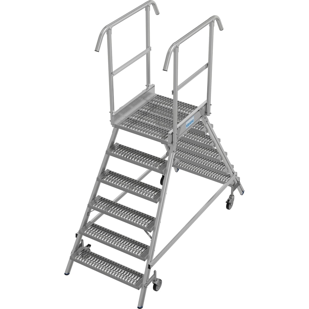 Obrázek produktu: Mobilní plošinový žebřík splošinou KRAUSE® STABILO, oboustranný přístup, profilový rošt R13, 2 x 6 schodů