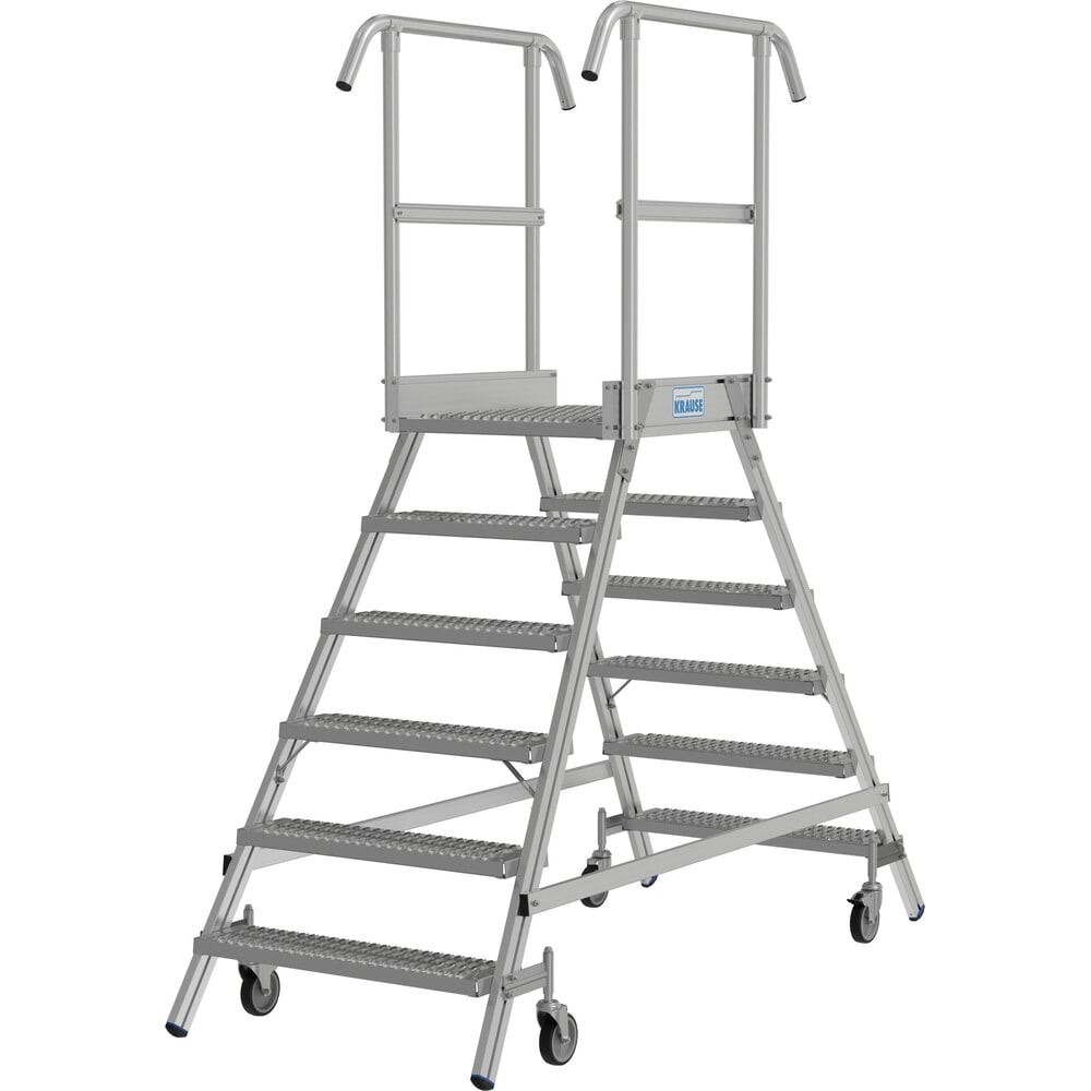 Číslo obrázku produktu 14: Mobilní plošinový žebřík splošinou KRAUSE® STABILO, oboustranný přístup, profilový rošt R13, 2 x 6 schodů