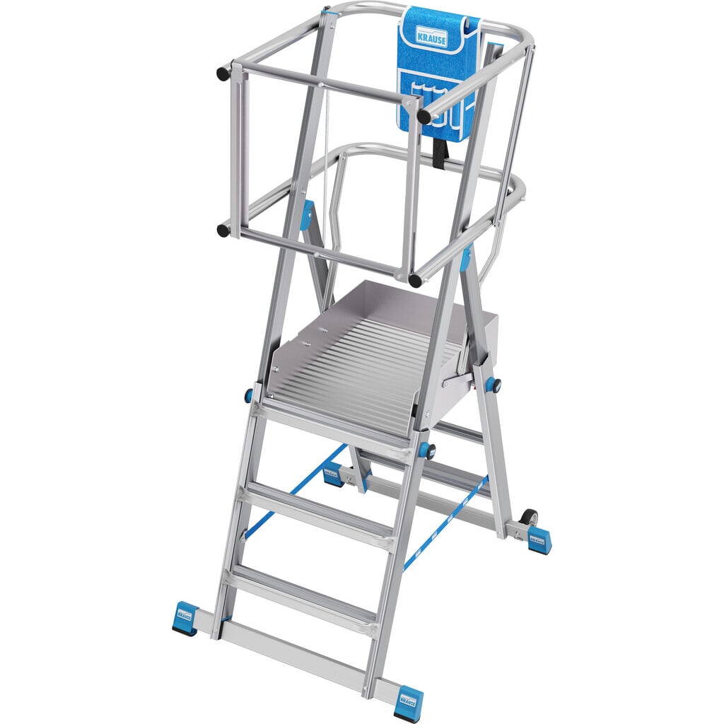 Obrázek produktu: Teleskopický žebřík splošinou KRAUSE® STABILO s velkou plošinou ke stání SkyMatic 3–5 příček