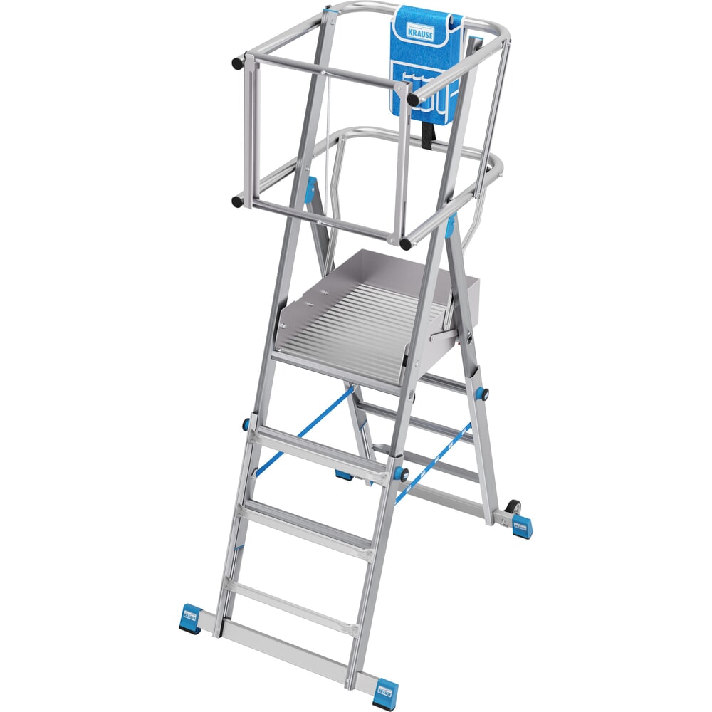 Číslo obrázku produktu 3: Teleskopický žebřík splošinou KRAUSE® STABILO s velkou plošinou ke stání SkyMatic 3–5 příček