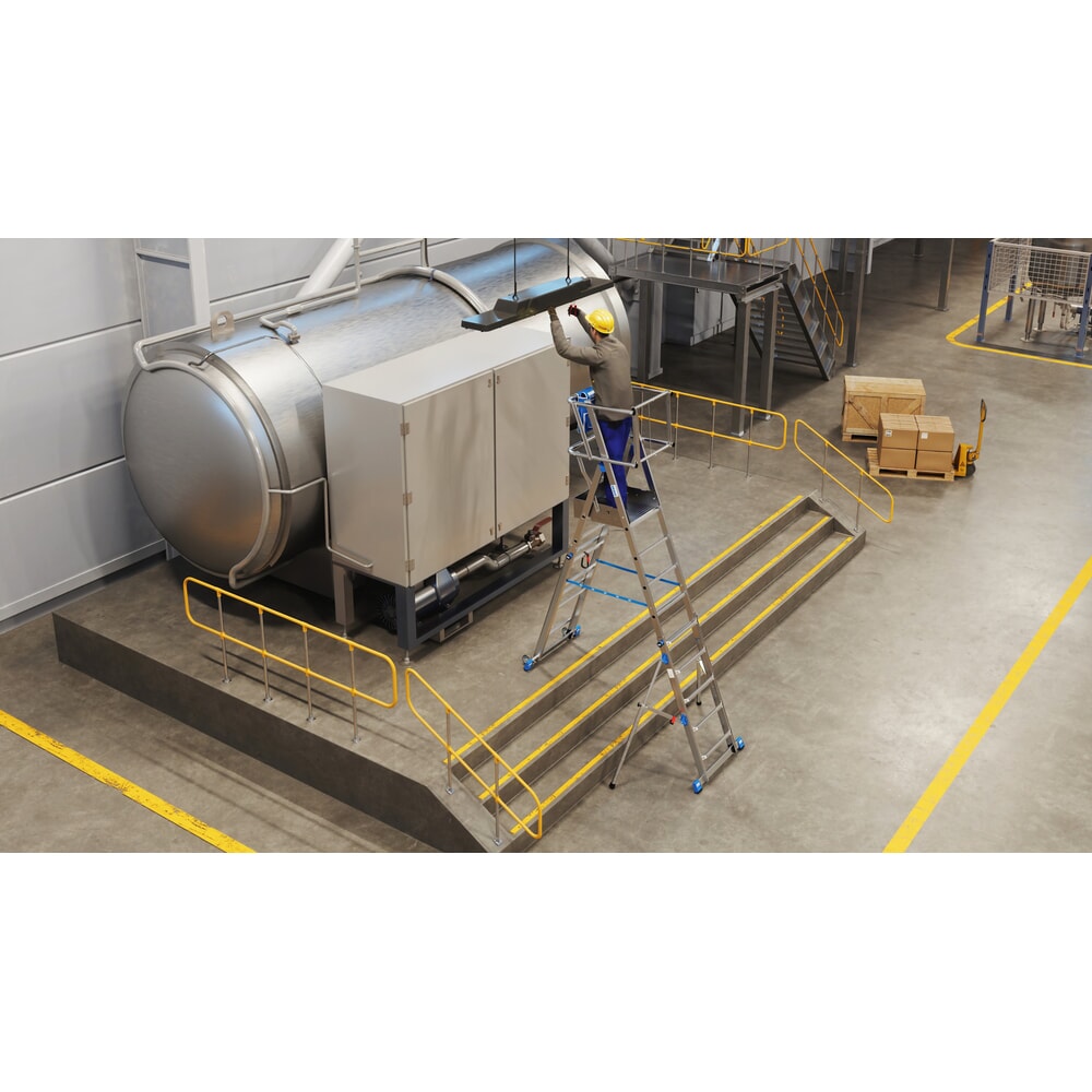 Číslo obrázku produktu 14: Teleskopický žebřík splošinou KRAUSE® STABILO s velkou plošinou ke stání SkyMatic 5–9 příček