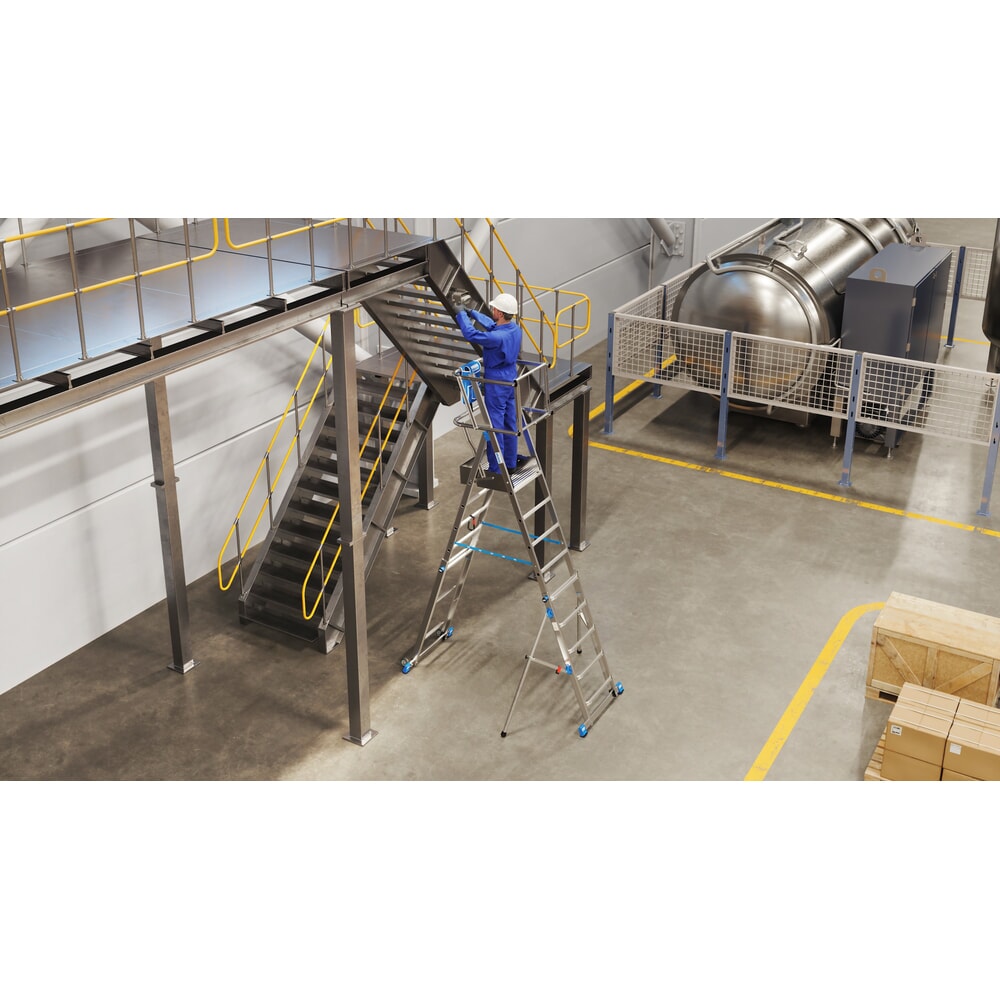 Číslo obrázku produktu 15: Teleskopický žebřík splošinou KRAUSE® STABILO s velkou plošinou ke stání SkyMatic 5–9 příček