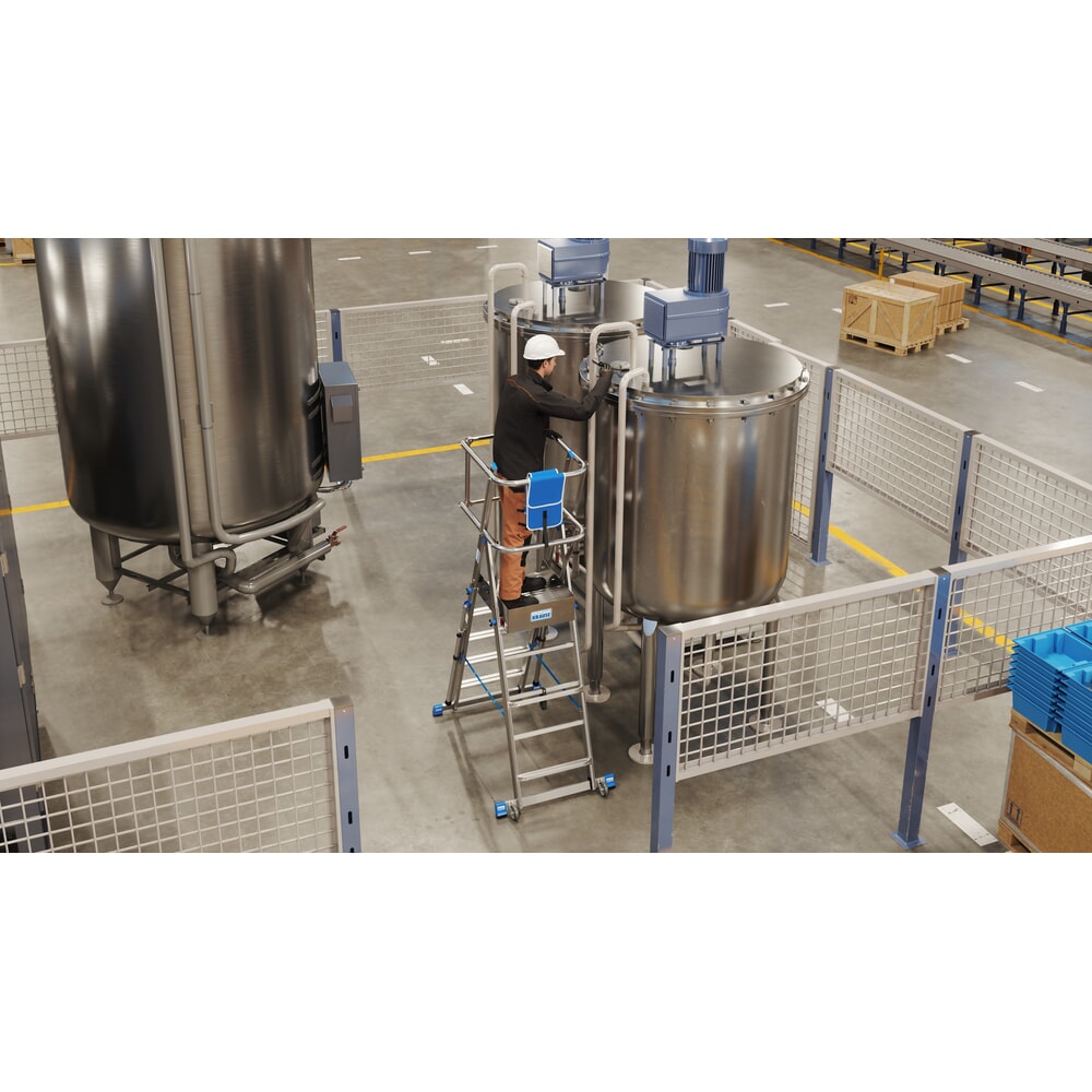 Číslo obrázku produktu 24: Teleskopický žebřík splošinou KRAUSE® STABILO s velkou plošinou ke stání SkyMatic 5–9 příček