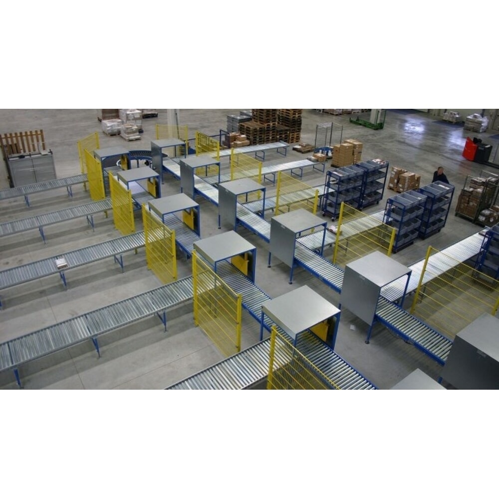 Číslo obrázku produktu 6: Lehký válečkový dopravník, ocelové válečky, Ø 50 mm, DxŠ 1000 x 500 mm, vzdálenost os 100 mm