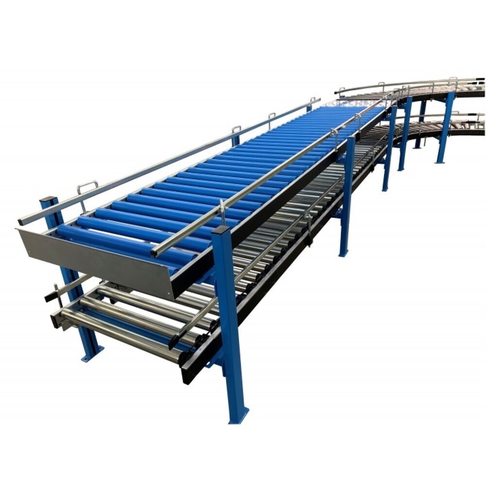 Číslo obrázku produktu 7: Lehký válečkový dopravník, ocelové válečky, Ø 50 mm, DxŠ 1000 x 500 mm, vzdálenost os 100 mm