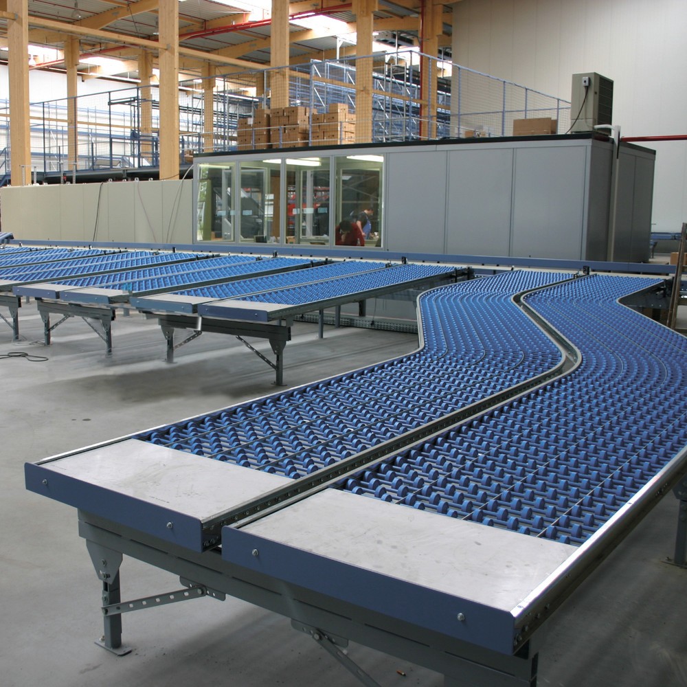Číslo obrázku produktu 2: Lehký kladičkový dopravník, plastové kladičky, oblouk 45°, šířka dopravníku 300 mm, vzdálenost os 125 mm