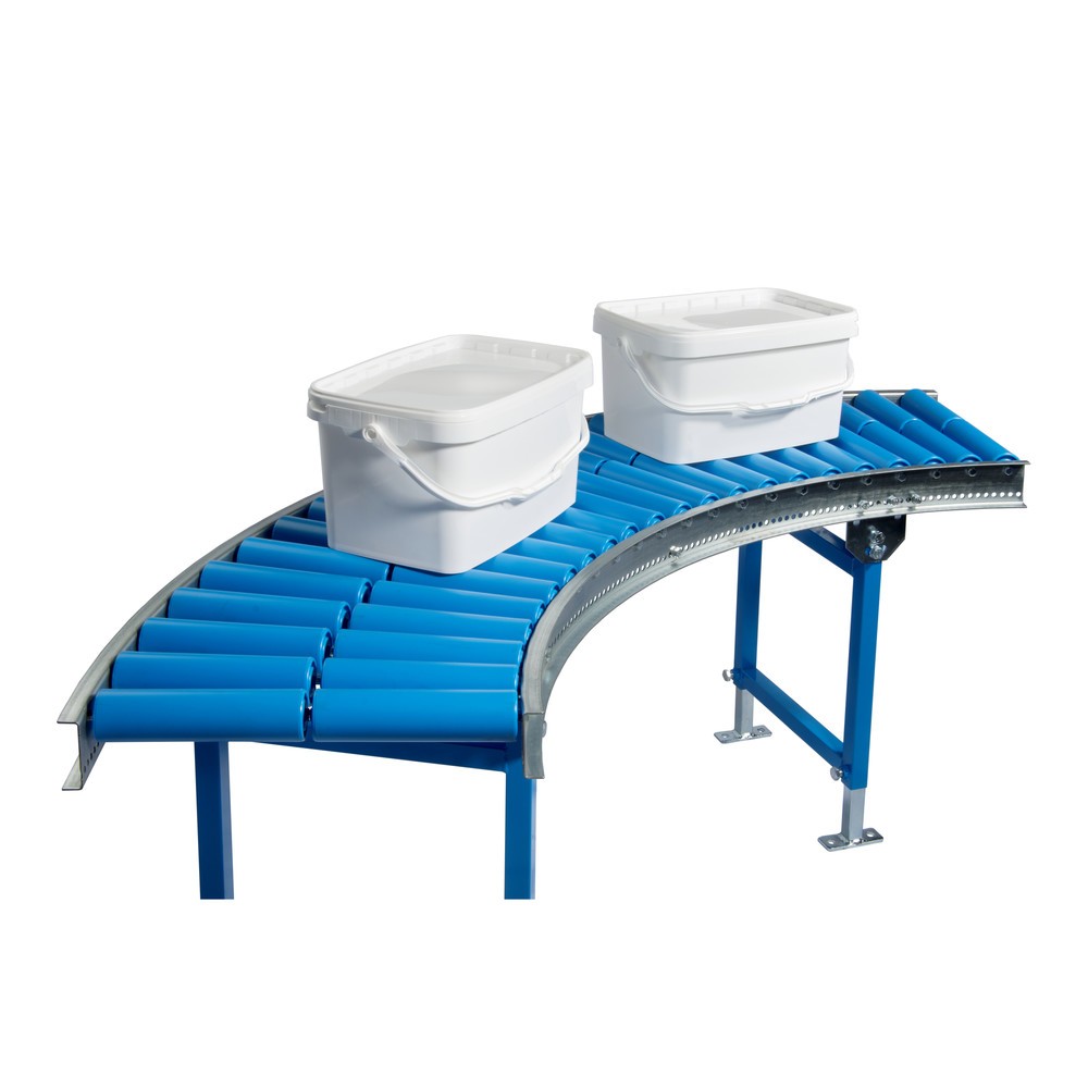 Číslo obrázku produktu 2: Lehký válečkový dopravník BLUME, zatáčka 45˚, plastové válečky, Ø 50 mm, šířka dopravníku 300 mm, vzdálenost os 100 mm