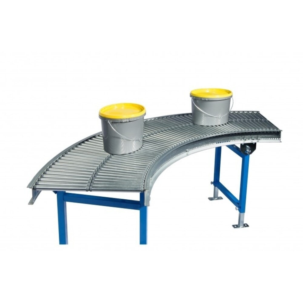 Číslo obrázku produktu 2: Malý válečkový dopravník, trubkové ocelové válečky, oblouk 90°, šířka dopravníku 500 mm, vzdálenost os 25 mm