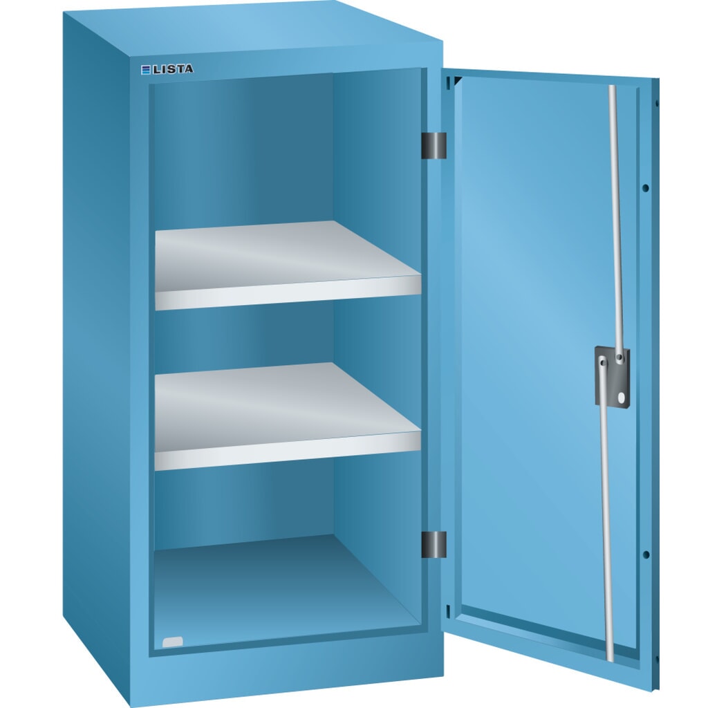 Manipulační skříň LISTA, (ŠxHxV) 500x500x1000 mm, 2 nastavitelné police, světle modrá, RFID Lock