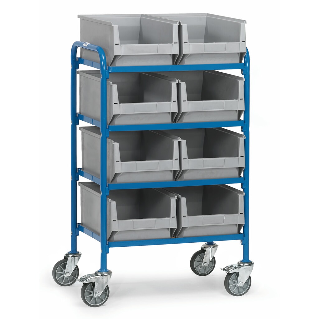 Obrázek produktu: Manipulační vozík fetra® se skladovacími boxy, ložná plocha 630 x 470 mm